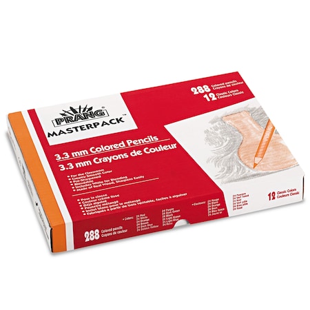 Prang Colored Pencil Set Master Pack, 3.3 mm, 2B, Assorted Lead and Barrel Colors, PK288 82408